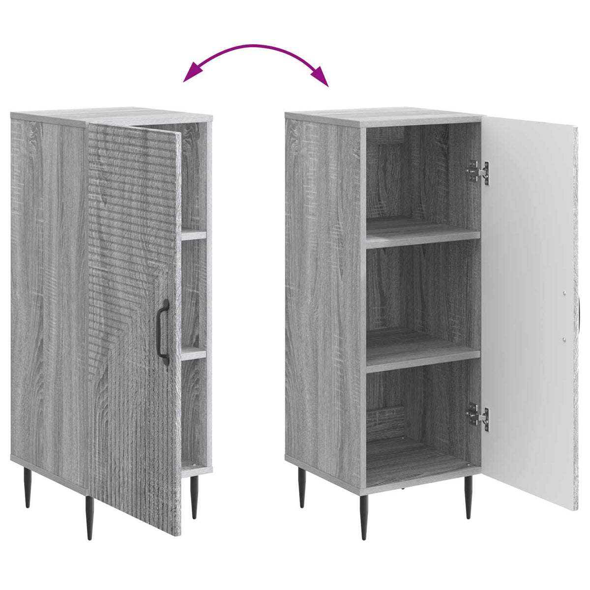 Sideboard Grå sonoma-eg 33 x 34,5 x 89,5 cm Konstrueret træ