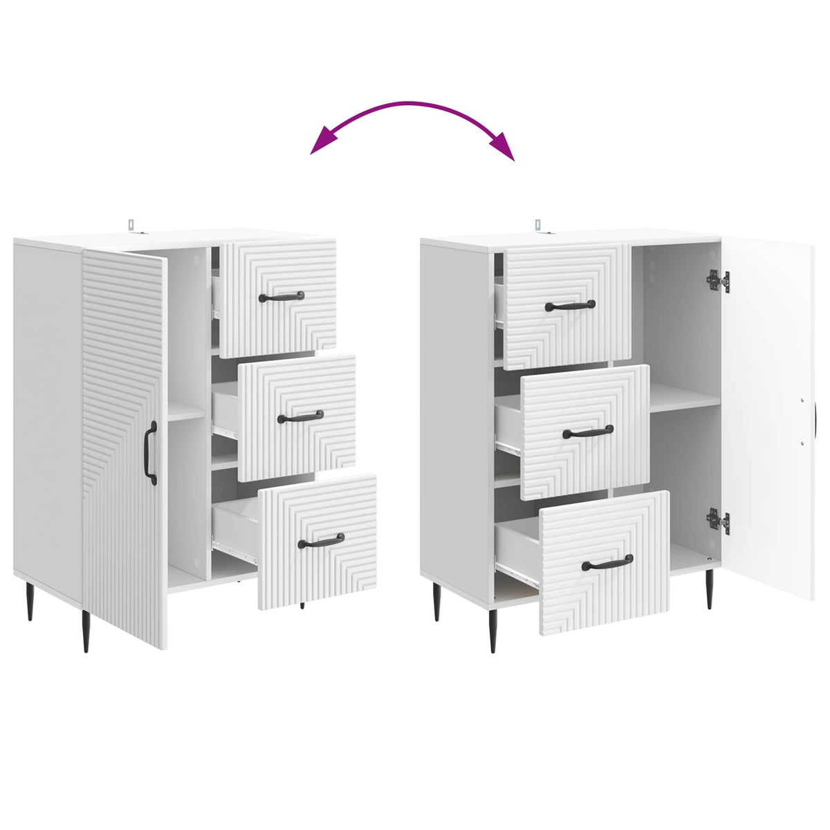 Sideboard Hvid 66 x 34,5 x 89,5 cm Konstrueret træ
