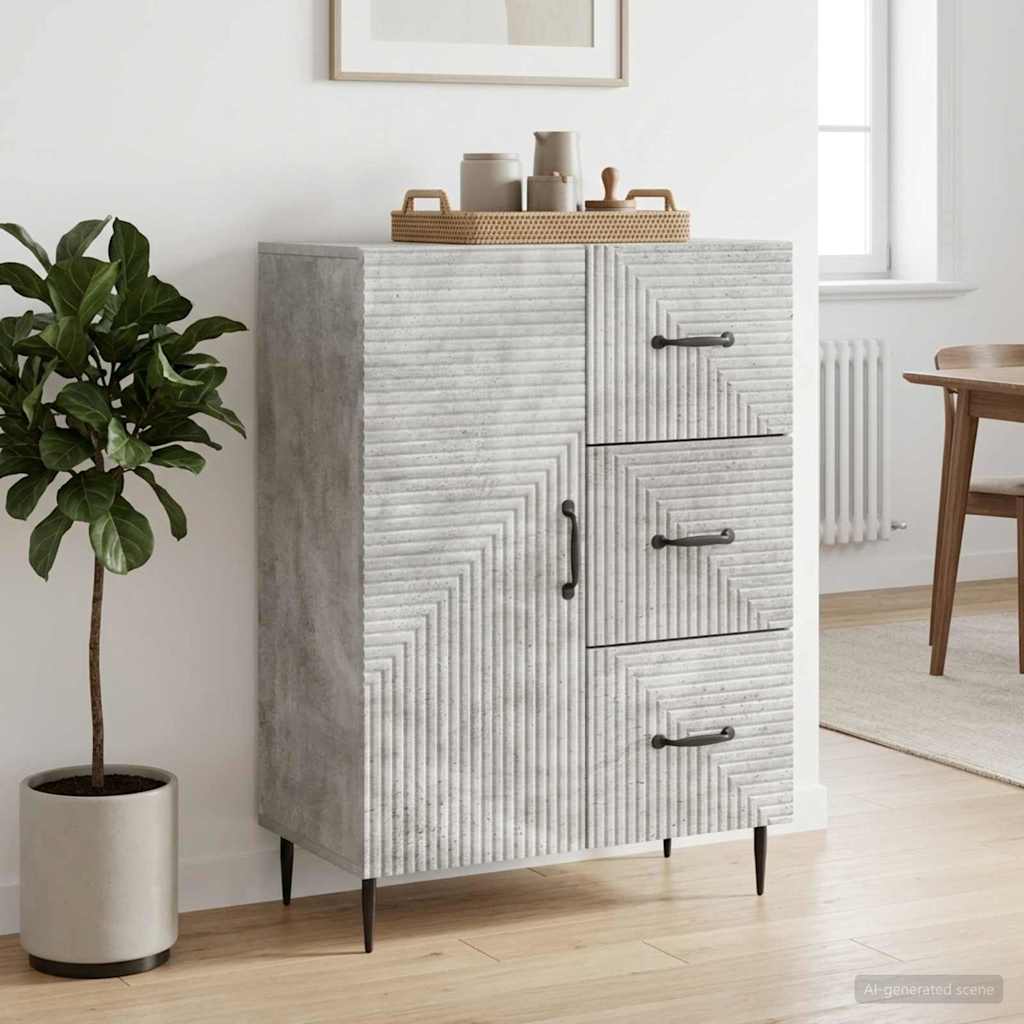Sideboard Betongrå 66 x 34,5 x 89,5 cm Konstrueret træ