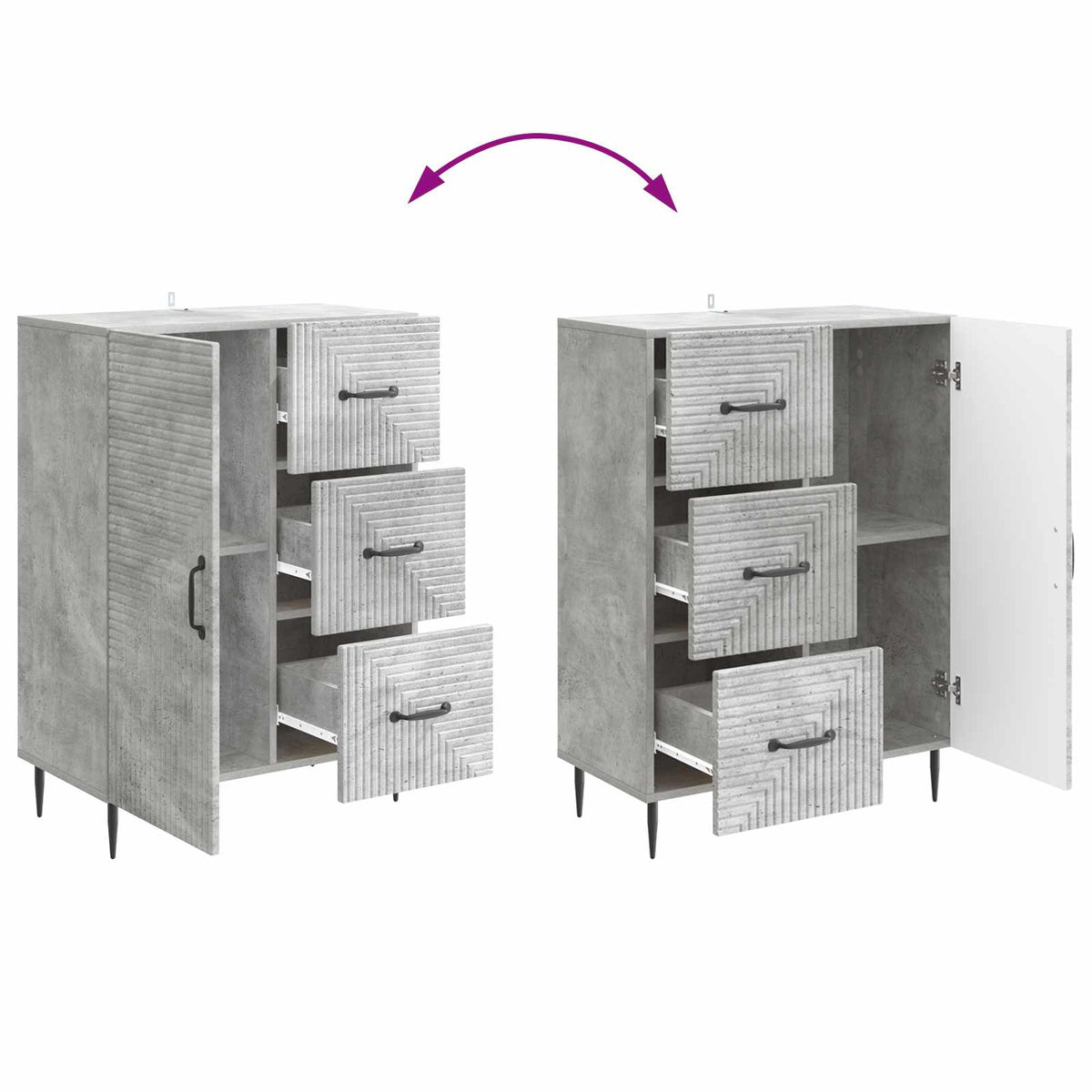 Sideboard Betongrå 66 x 34,5 x 89,5 cm Konstrueret træ