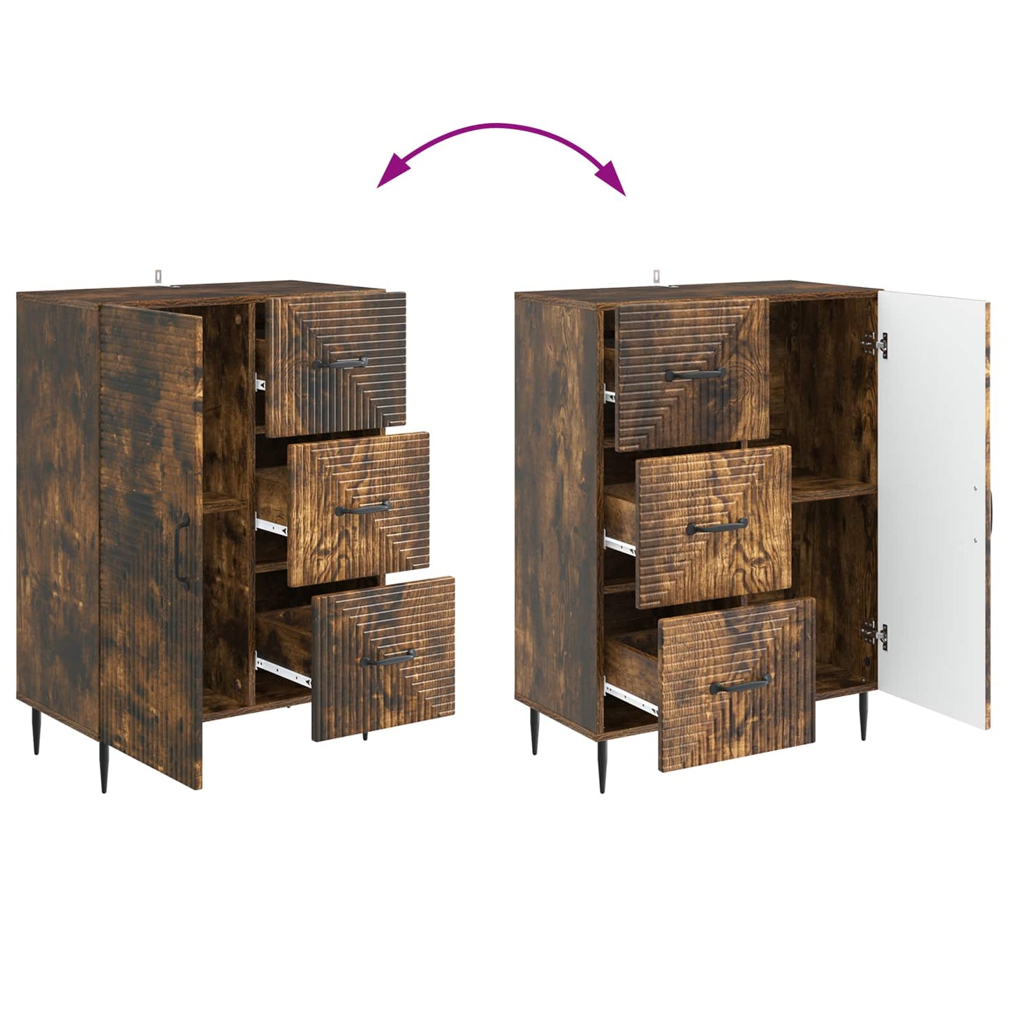 Sideboard Røget eg 66 x 34,5 x 89,5 cm Konstrueret træ