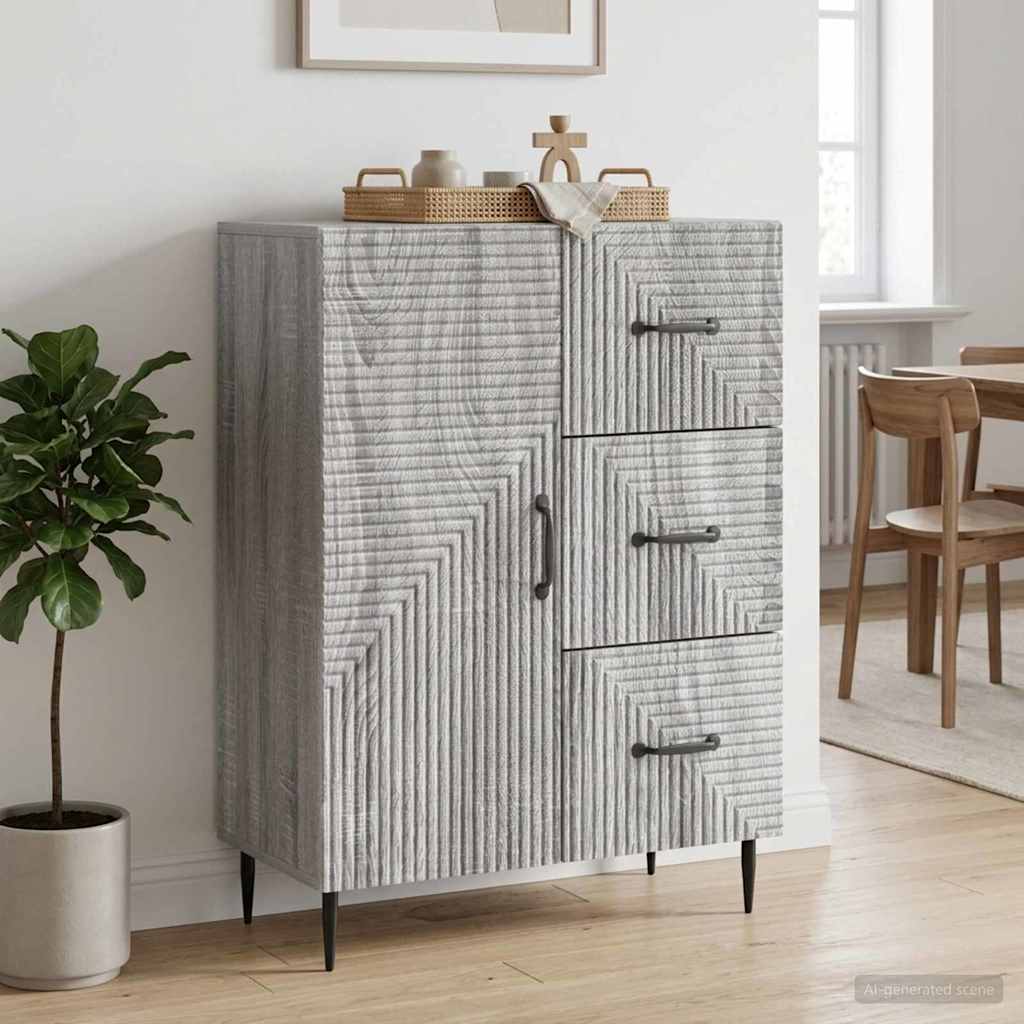 Sideboard Grå sonoma-eg 66 x 34,5 x 89,5 cm Konstrueret træ
