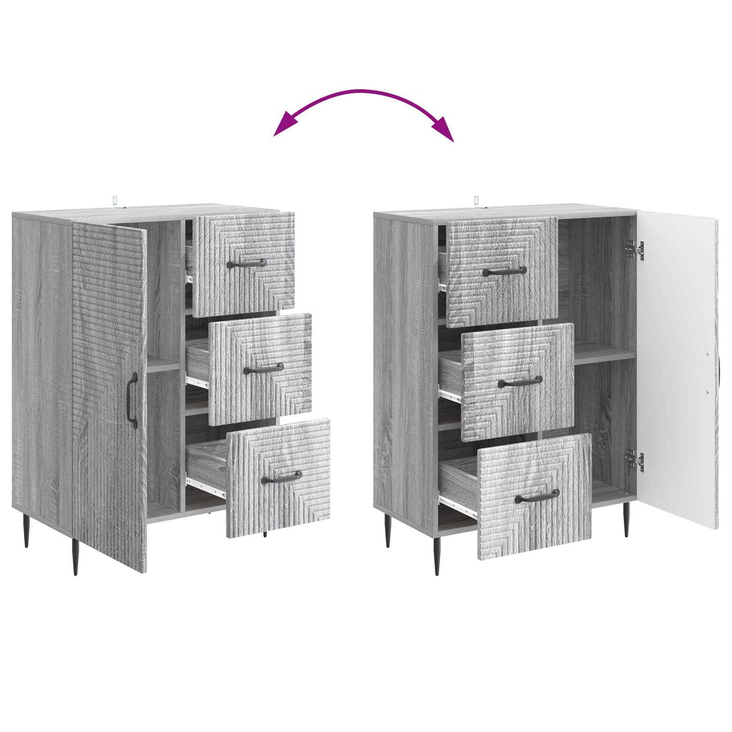 Sideboard Grå sonoma-eg 66 x 34,5 x 89,5 cm Konstrueret træ