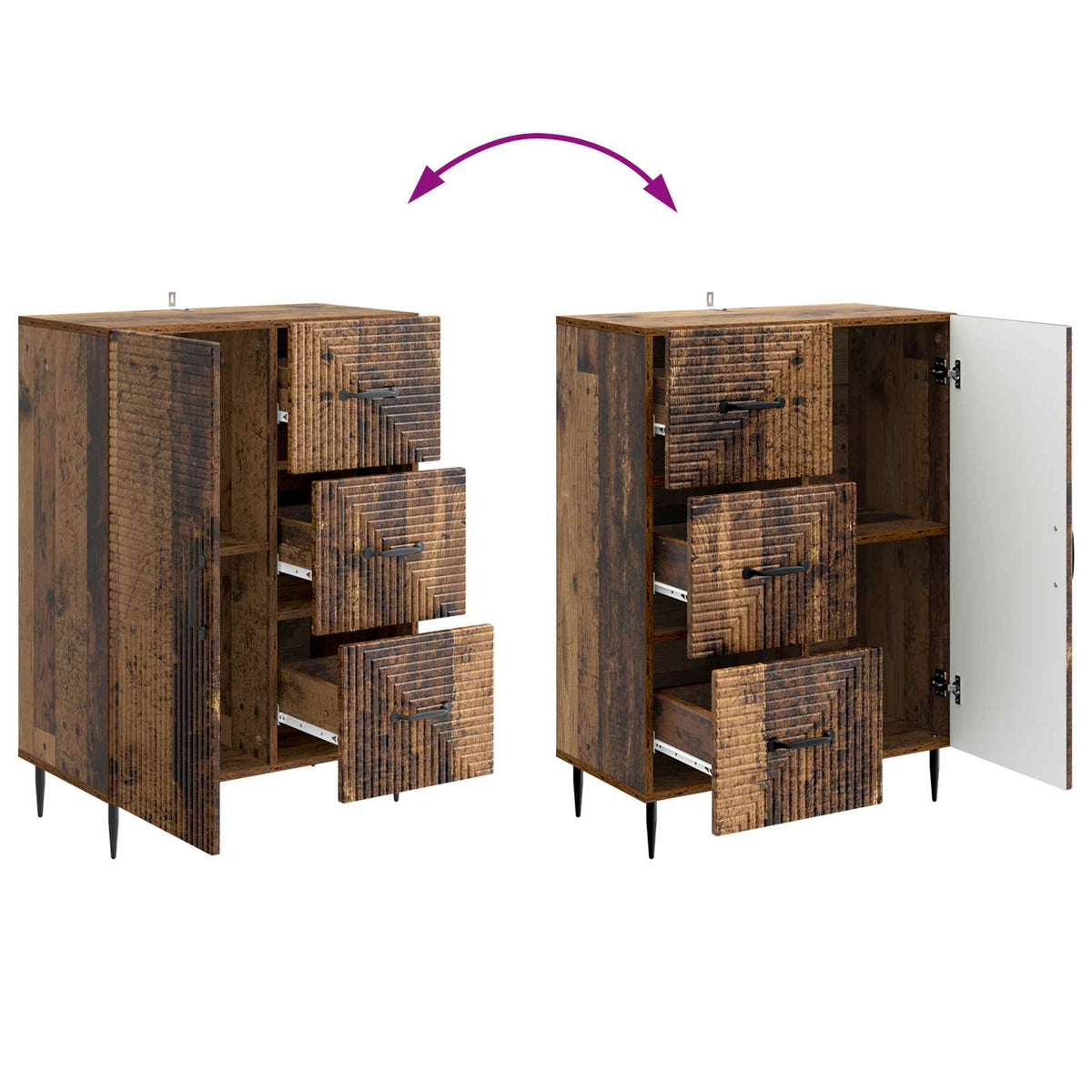 Sideboard Gammelt træ 66 x 34,5 x 89,5 cm Konstrueret træ