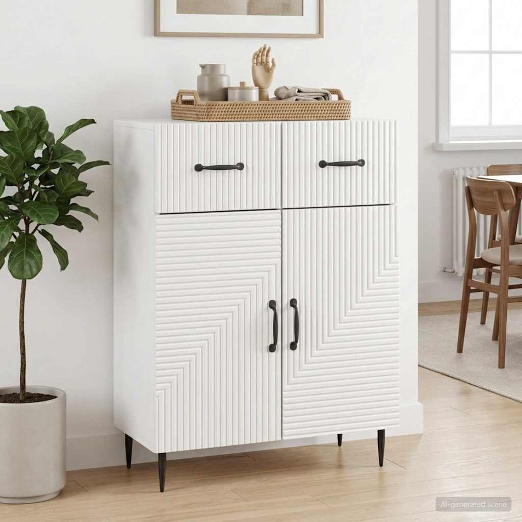 Sideboard Hvid højglans 66 x 34,5 x 89,5 cm Konstrueret træ