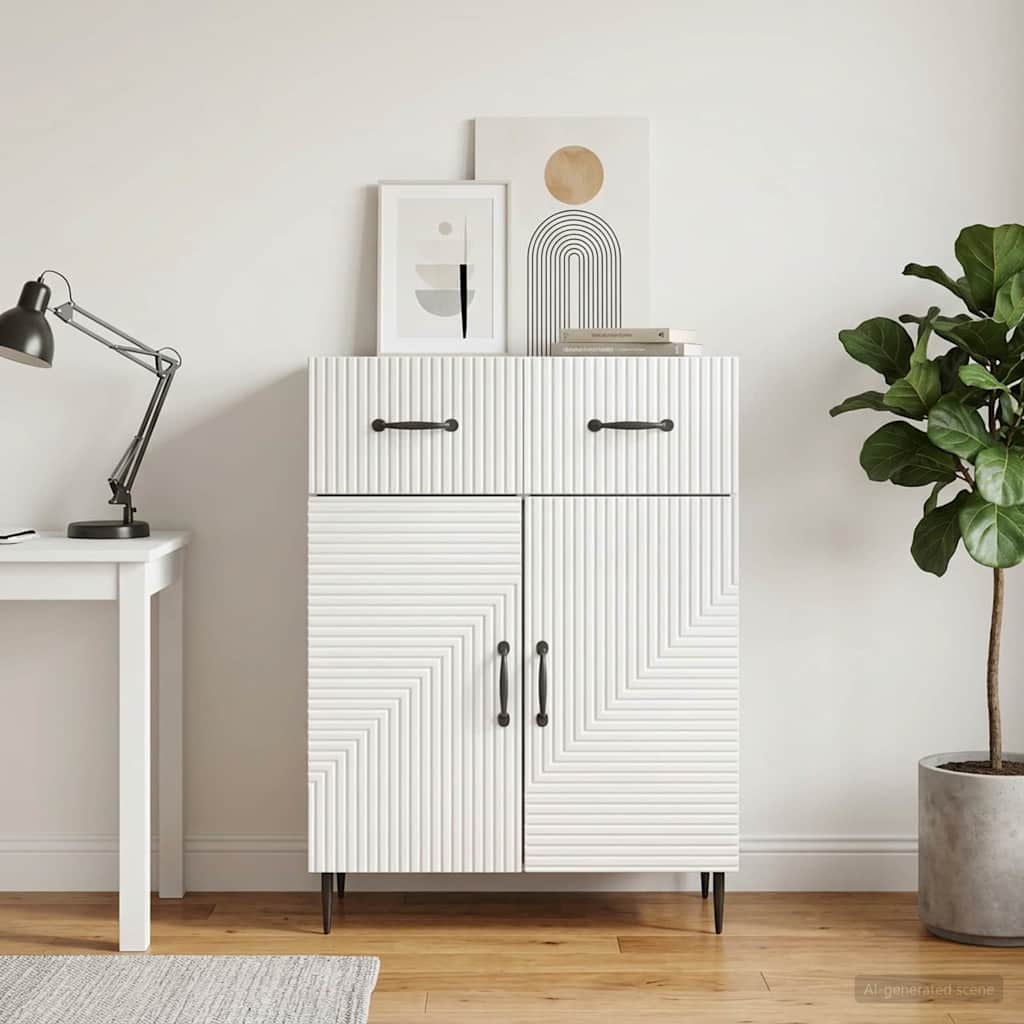 Sideboard Hvid højglans 66 x 34,5 x 89,5 cm Konstrueret træ