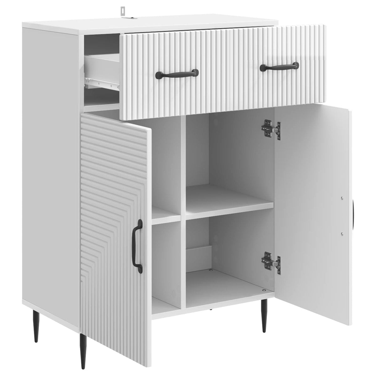 Sideboard Hvid højglans 66 x 34,5 x 89,5 cm Konstrueret træ