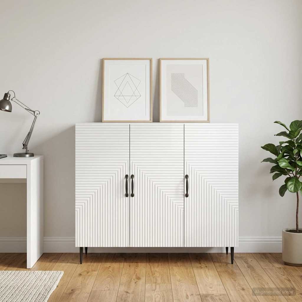 Sideboard Hvid højglans 89 x 34,5 x 80 cm Konstrueret træ
