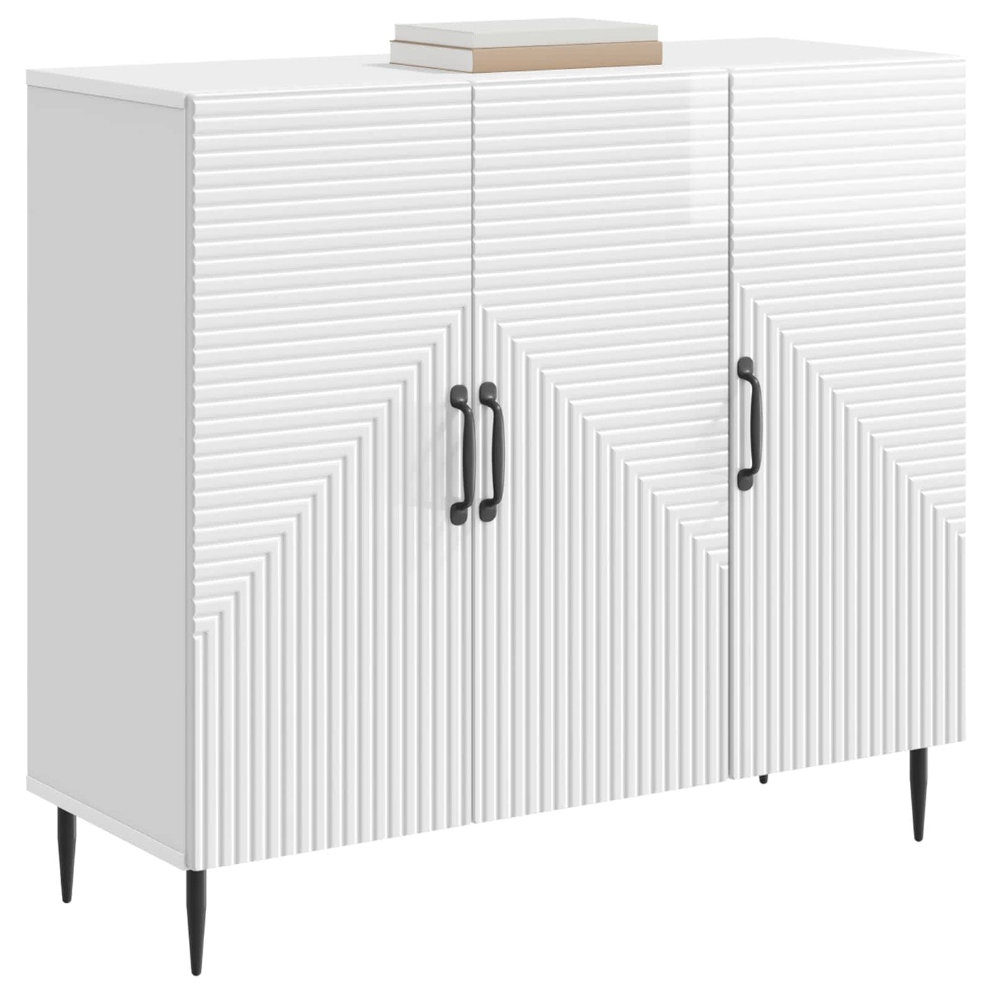 Sideboard Hvid højglans 89 x 34,5 x 80 cm Konstrueret træ