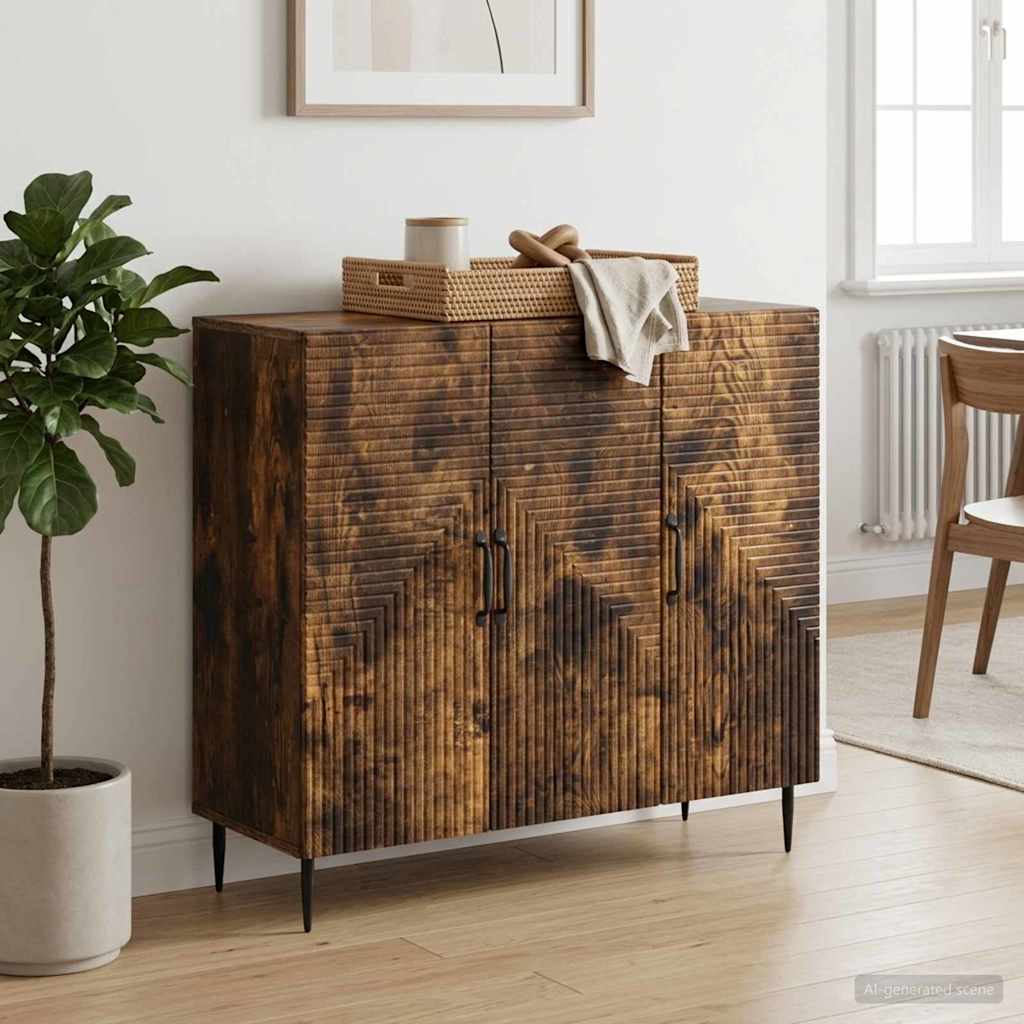 Sideboard Røget eg 89 x 34,5 x 80 cm Konstrueret træ
