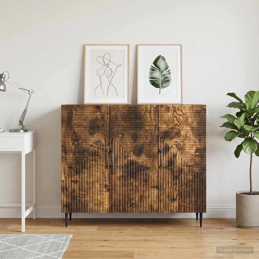 Sideboard Røget eg 89 x 34,5 x 80 cm Konstrueret træ