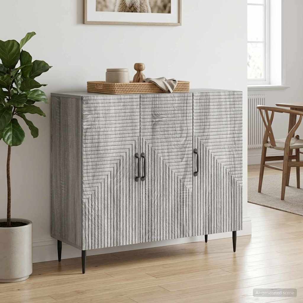 Sideboard Grå sonoma-eg 89 x 34,5 x 80 cm Konstrueret træ
