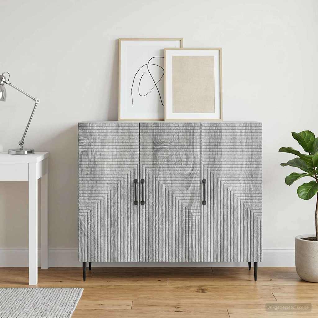 Sideboard Grå sonoma-eg 89 x 34,5 x 80 cm Konstrueret træ