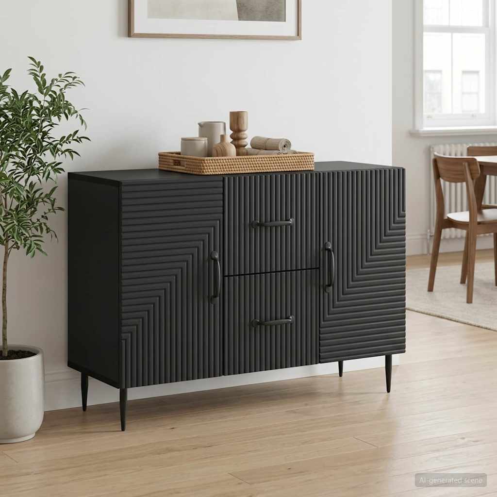 Sideboard med skuffe Sort 89 x 34,5 x 60 cm Konstrueret træ