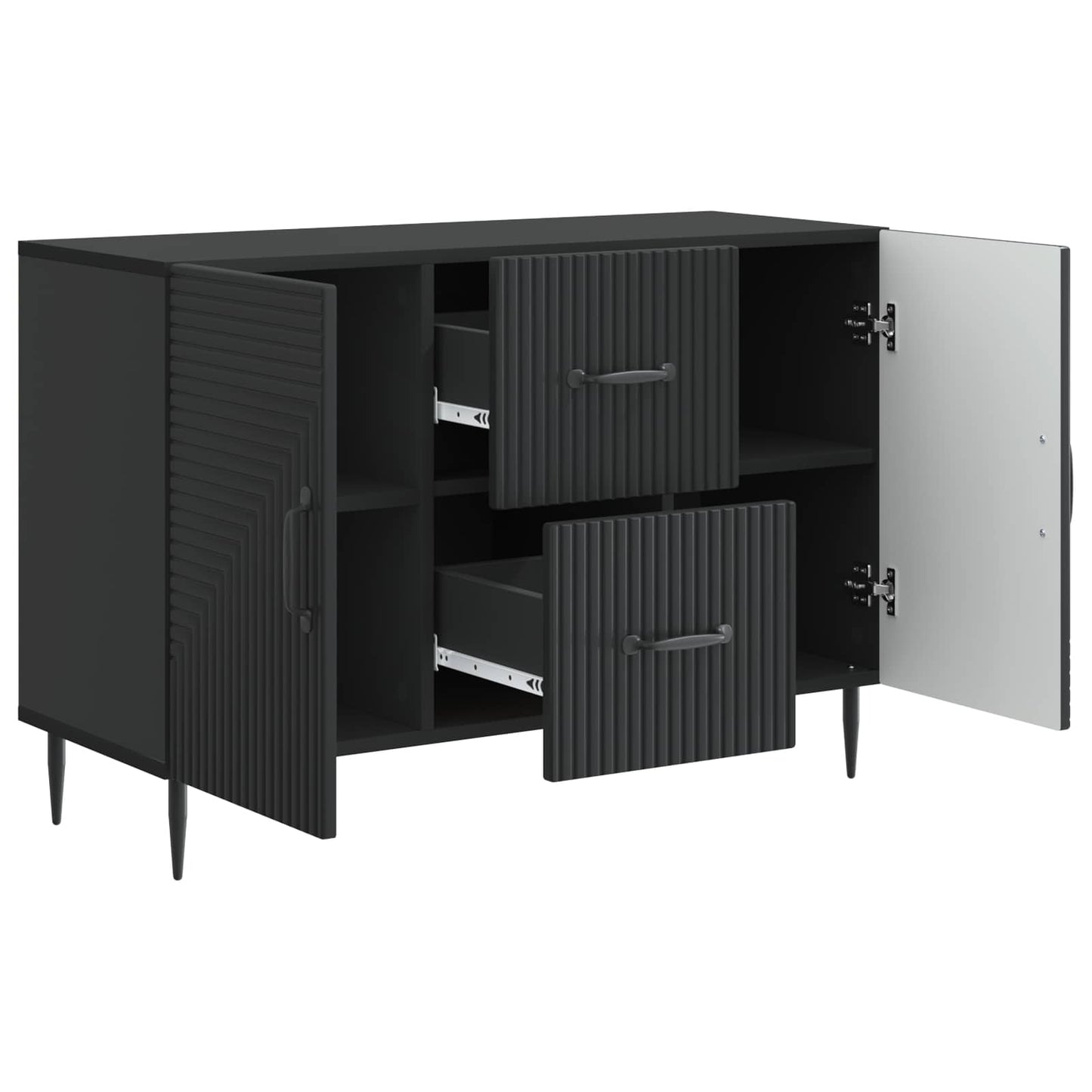 Sideboard med skuffe Sort 89 x 34,5 x 60 cm Konstrueret træ