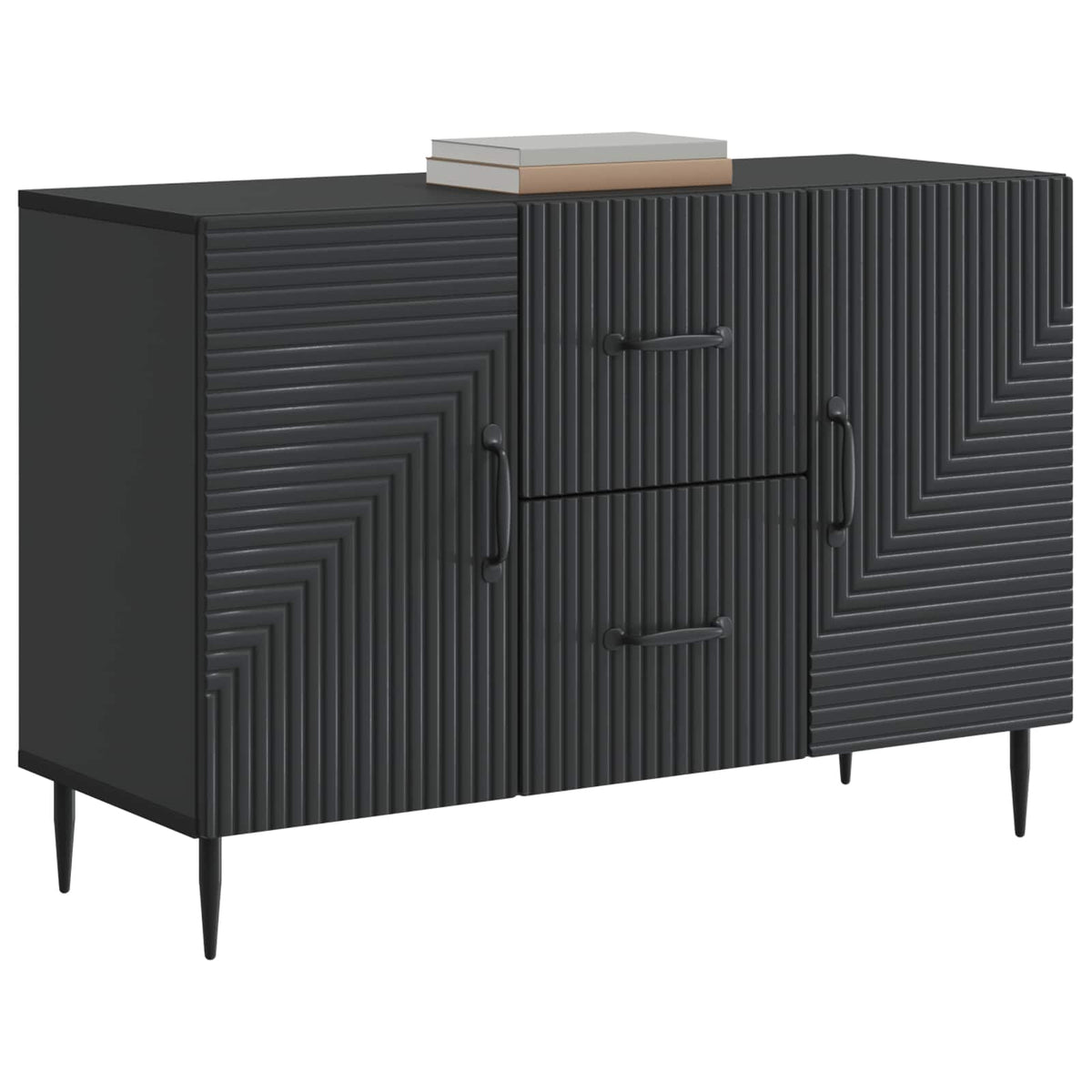 Sideboard med skuffe Sort 89 x 34,5 x 60 cm Konstrueret træ