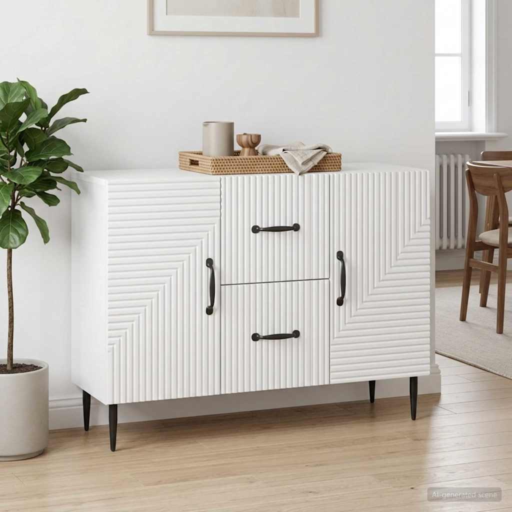 Sideboard Hvid højglans 89 x 34,5 x 60 cm Konstrueret træ
