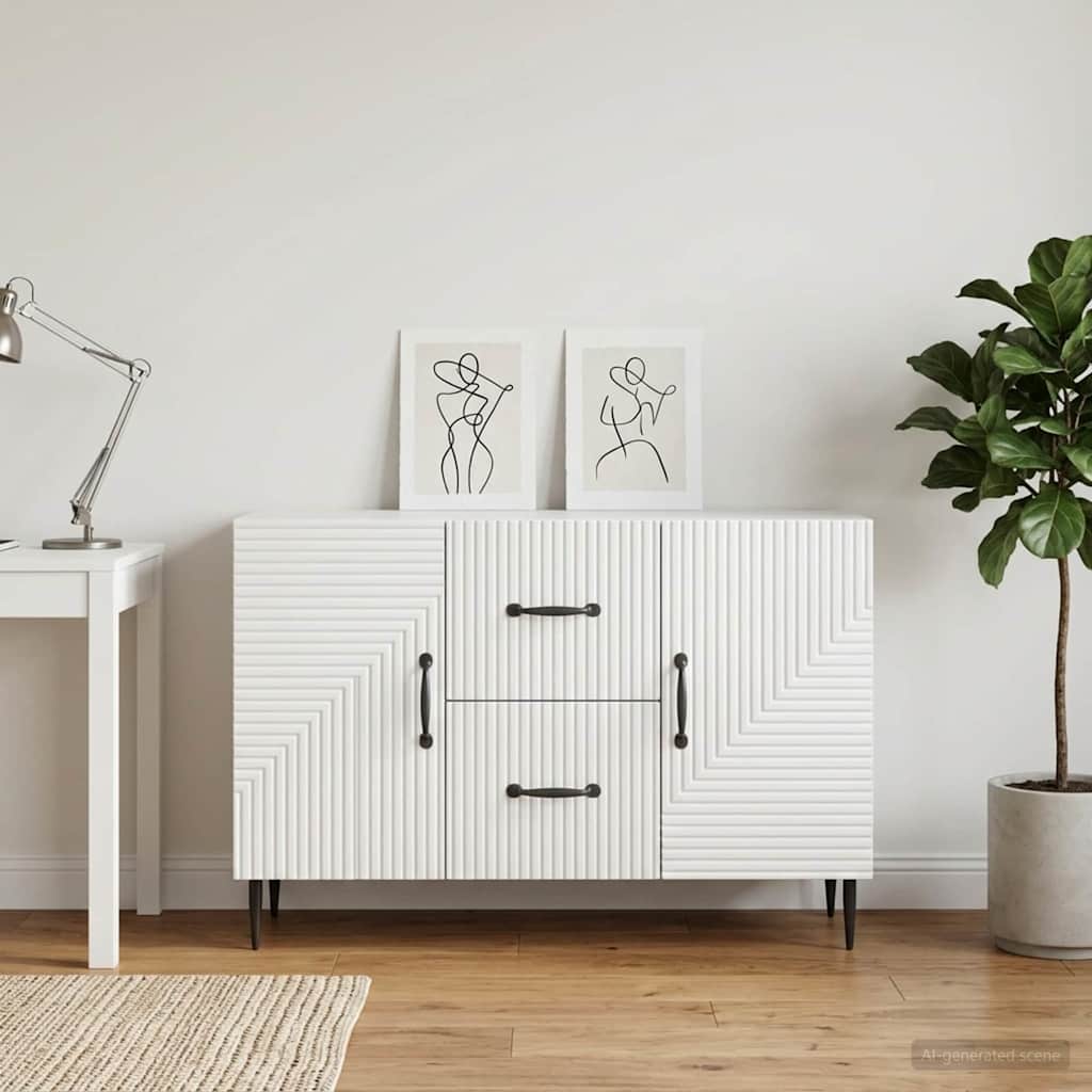 Sideboard Hvid højglans 89 x 34,5 x 60 cm Konstrueret træ