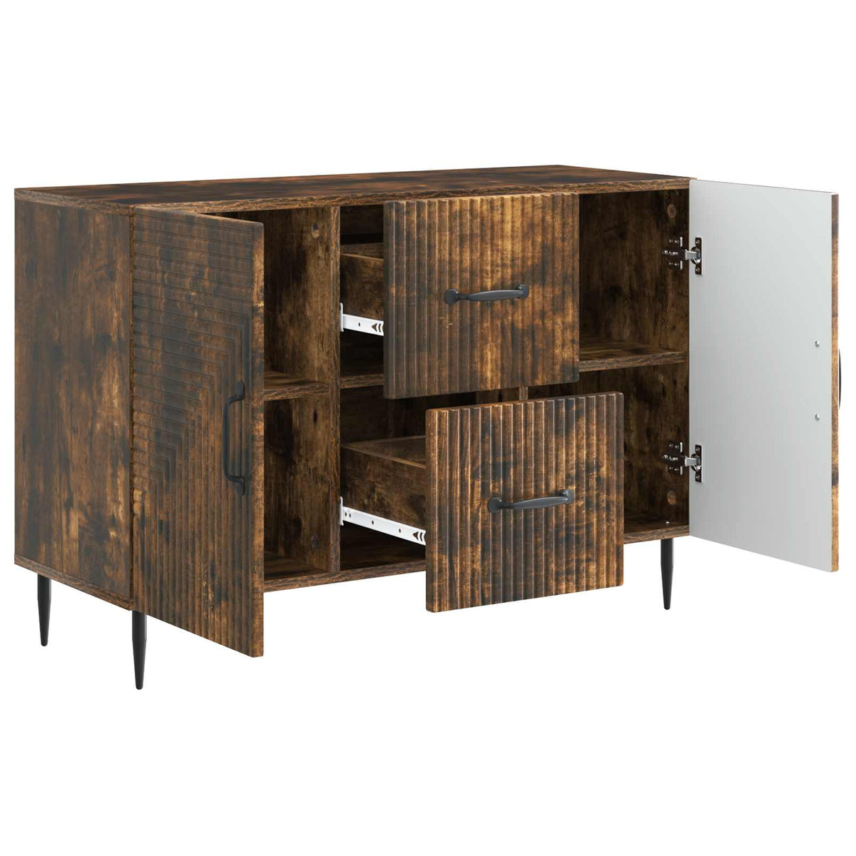 Sideboard med skuffe Røget eg 89 x 34,5 x 60 cm Konstrueret træ