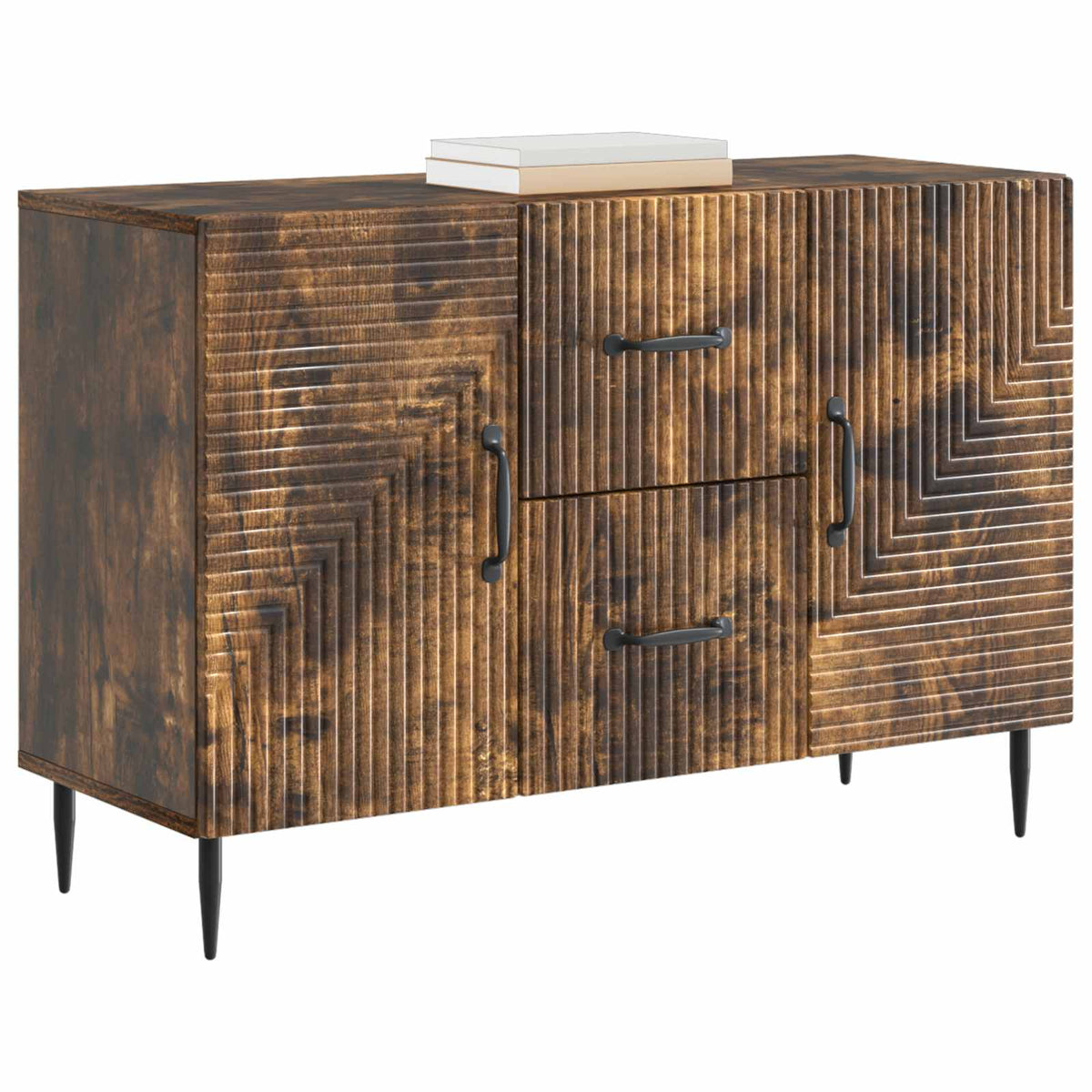 Sideboard med skuffe Røget eg 89 x 34,5 x 60 cm Konstrueret træ