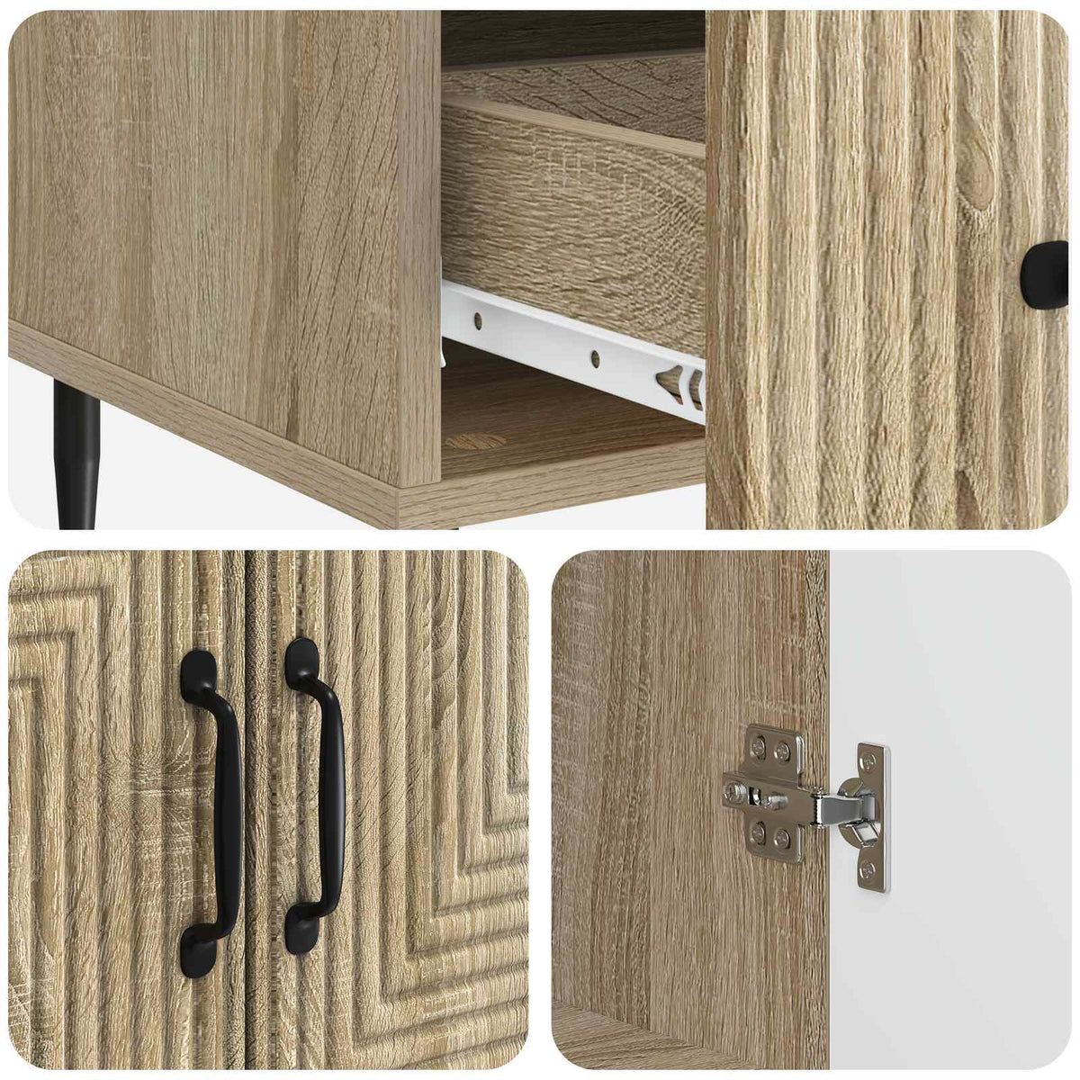 Sideboard Sonoma-eg 66 x 34,5 x 95 cm Konstrueret træ