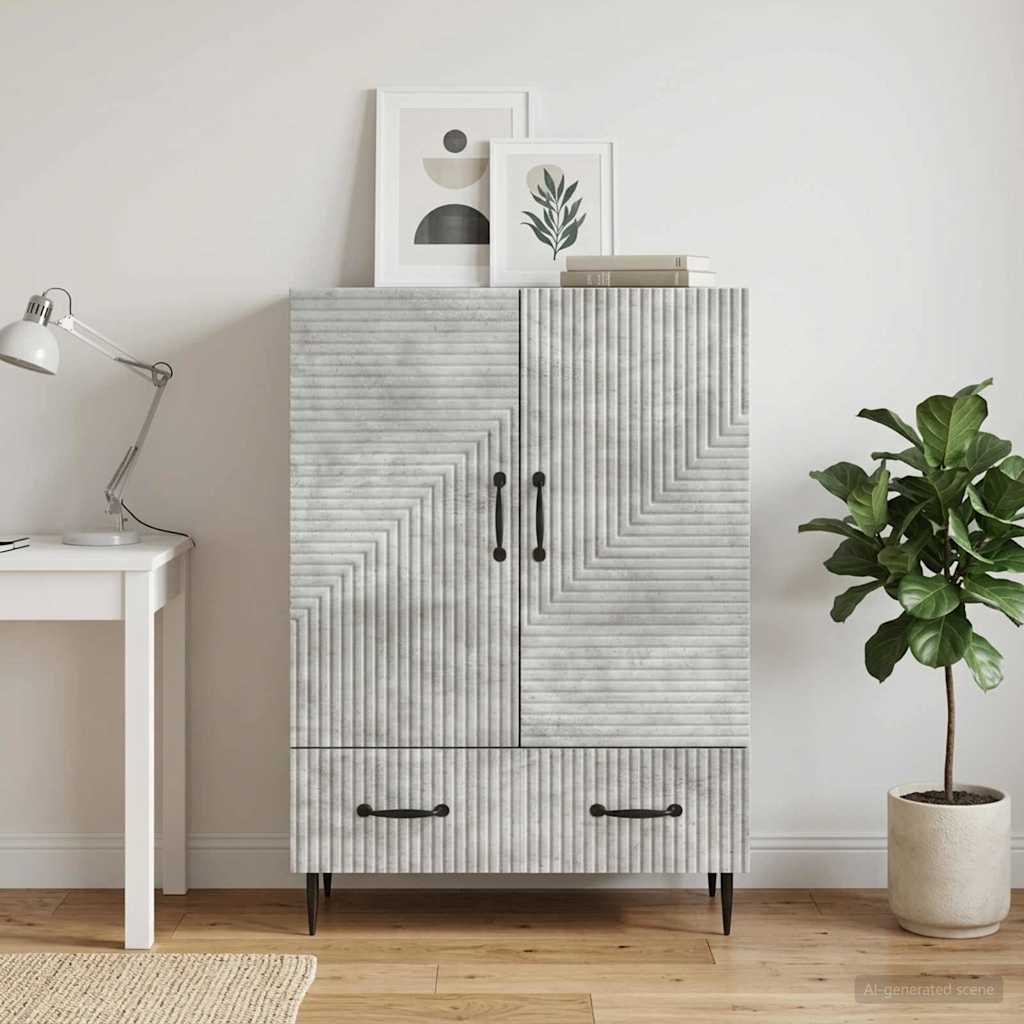 Sideboard med skuffe Betongrå 66 x 34,5 x 95 cm Konstrueret træ
