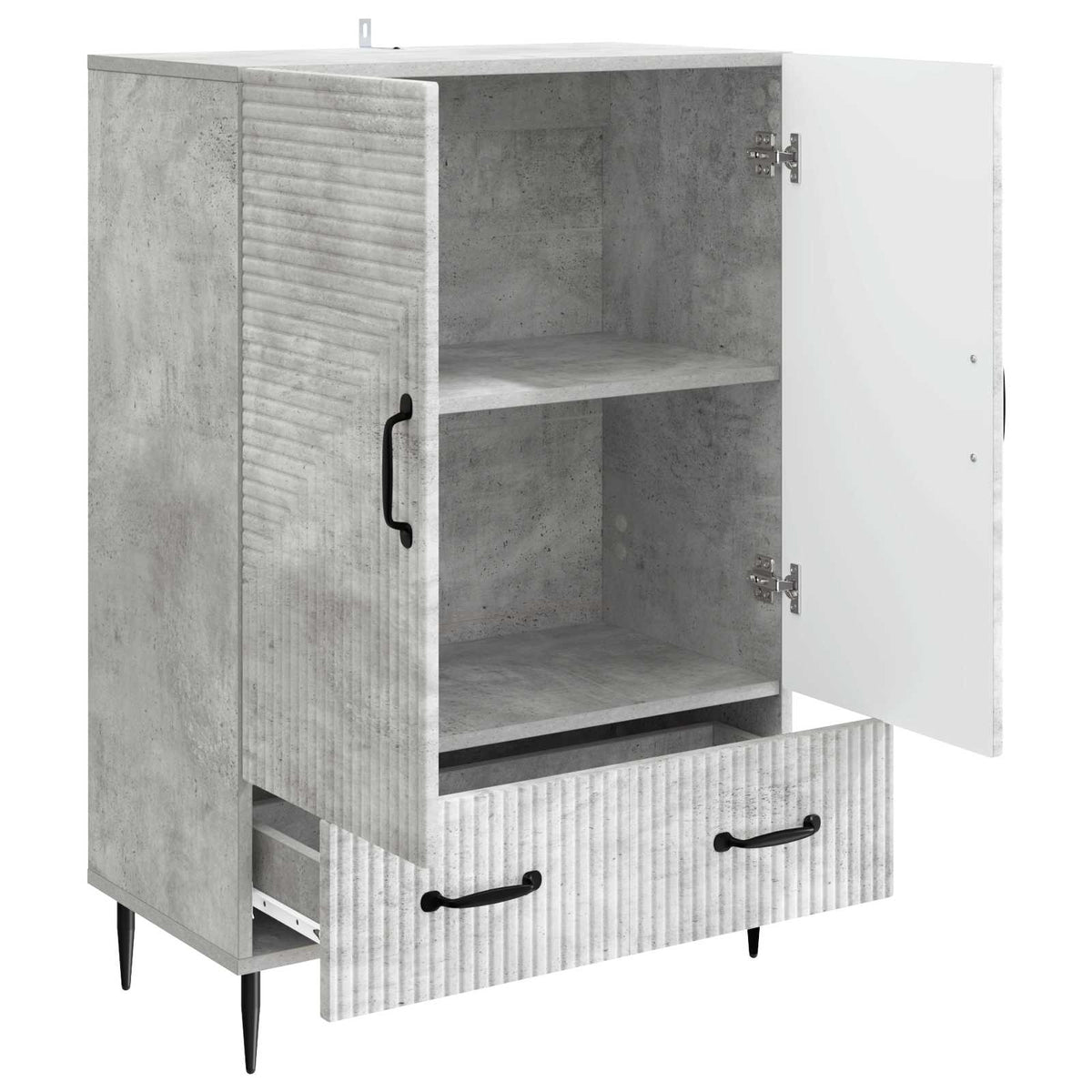 Sideboard med skuffe Betongrå 66 x 34,5 x 95 cm Konstrueret træ