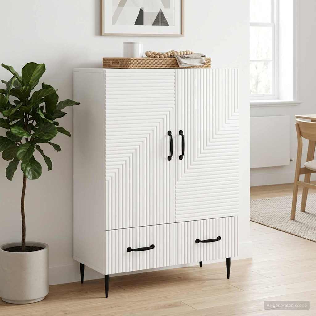 Sideboard Hvid højglans 66 x 34,5 x 95 cm Konstrueret træ