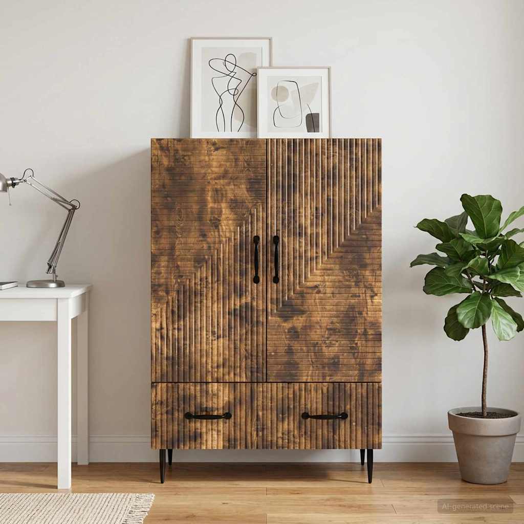 Sideboard med skuffe Røget eg 66 x 34,5 x 95 cm Konstrueret træ