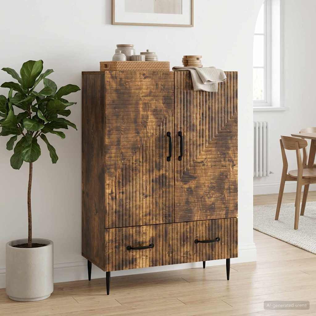 Sideboard med skuffe Røget eg 66 x 34,5 x 95 cm Konstrueret træ