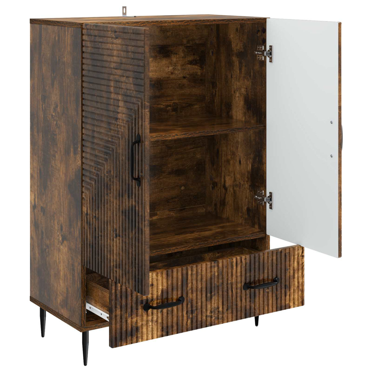 Sideboard med skuffe Røget eg 66 x 34,5 x 95 cm Konstrueret træ