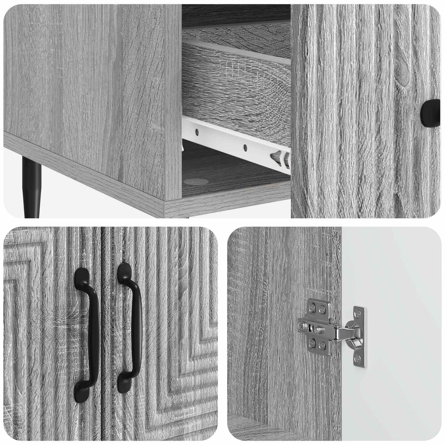 Sideboard Grå sonoma-eg 66 x 34,5 x 95 cm Konstrueret træ