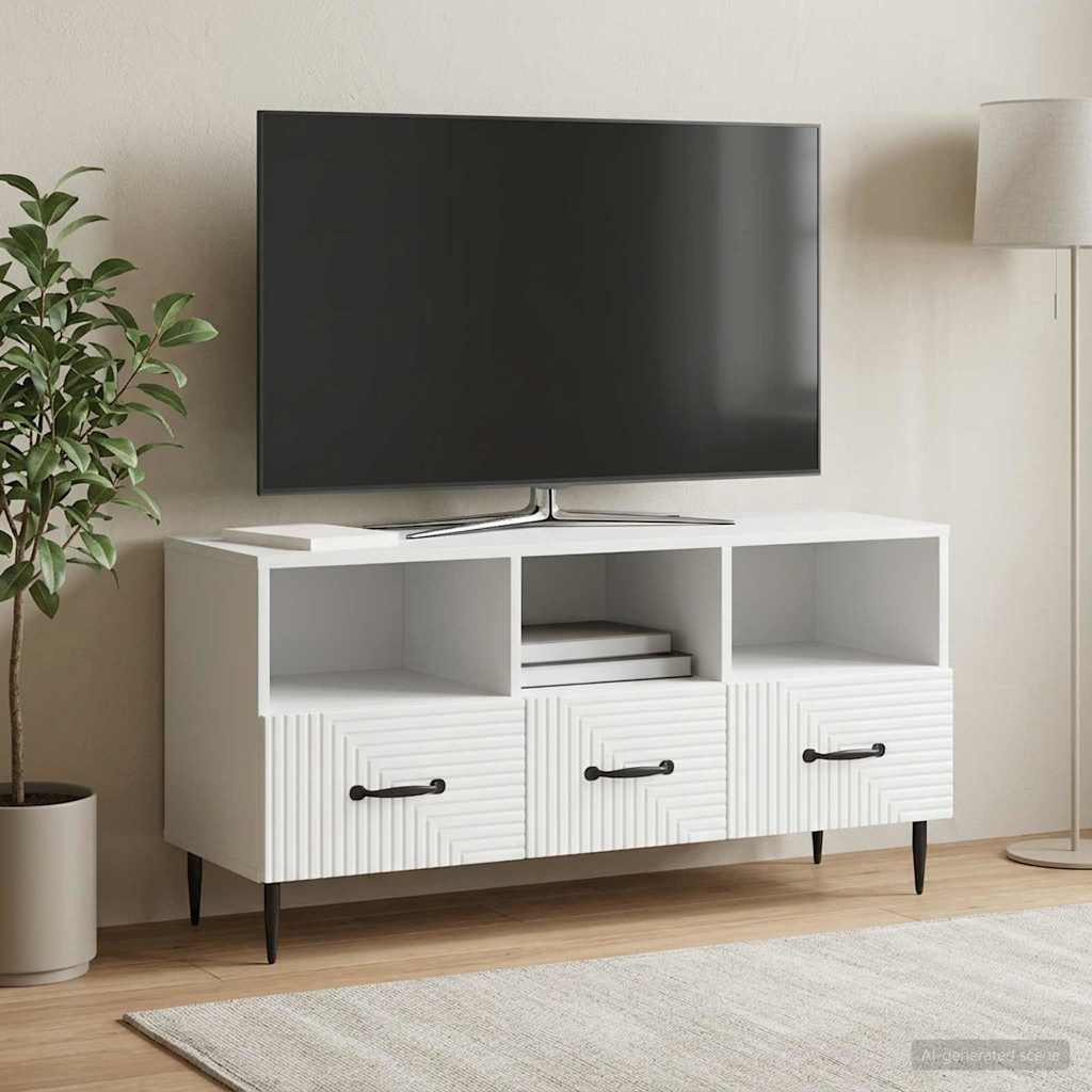 TV-skab med skuffe Hvid 102 x 34,5 x 50 cm Konstrueret træ