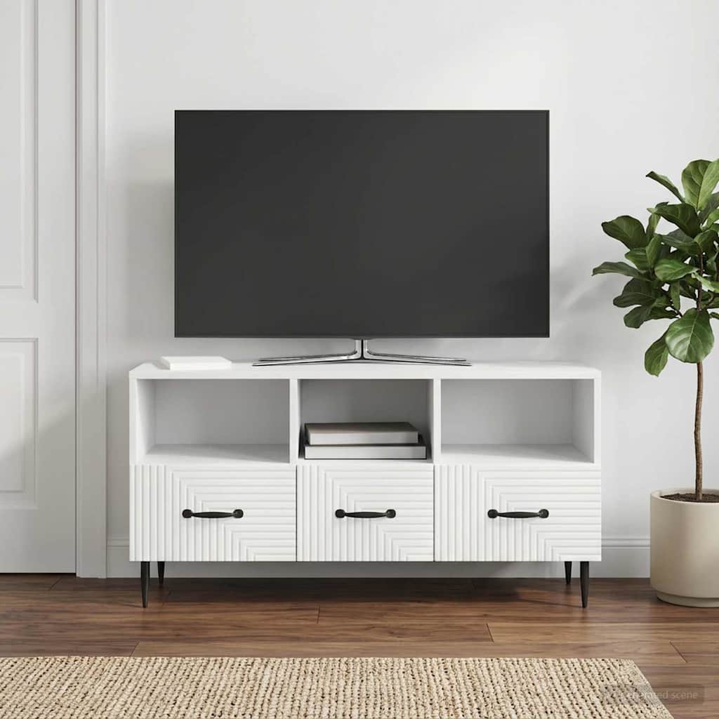 TV-skab med skuffe Hvid 102 x 34,5 x 50 cm Konstrueret træ
