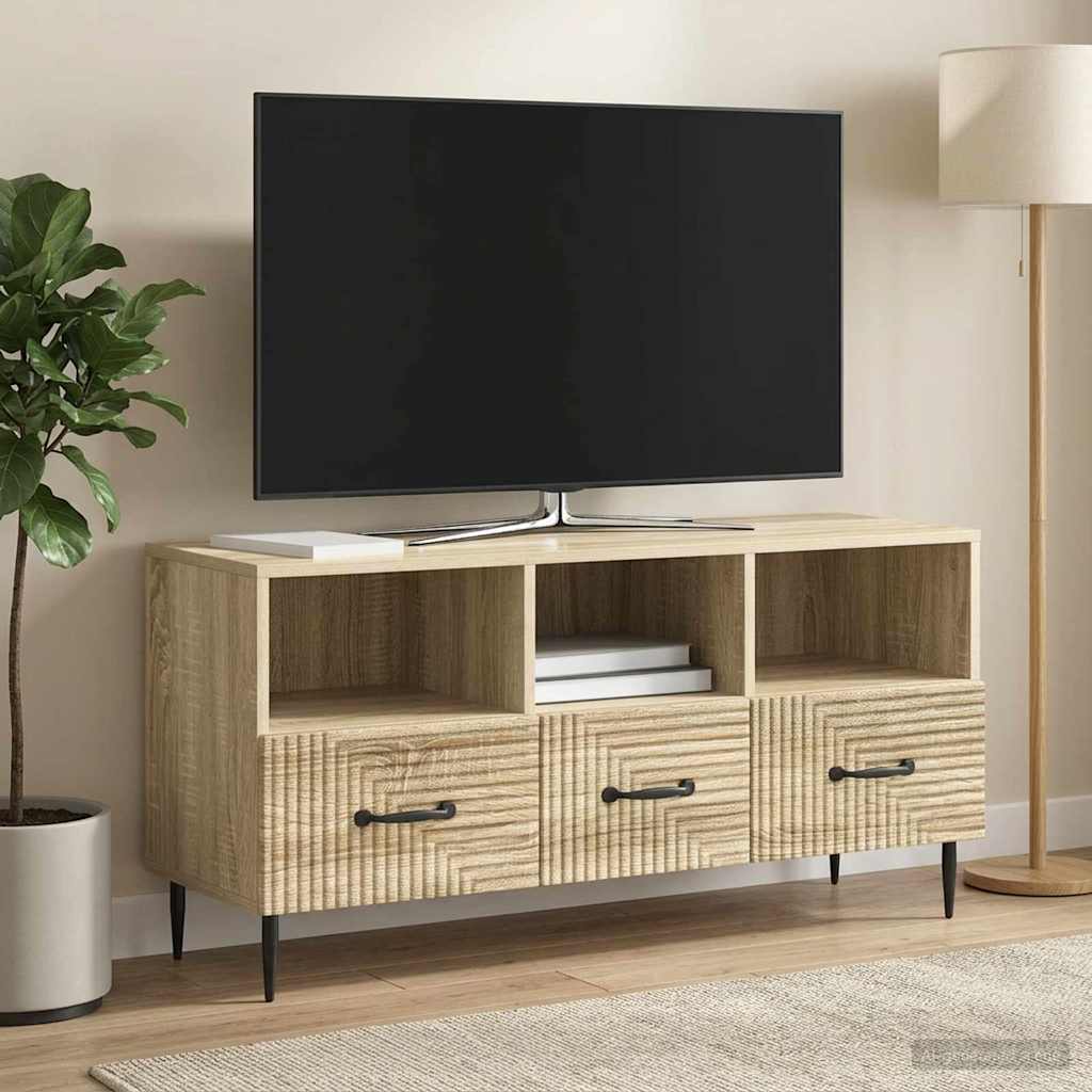 TV-skab med skuffe Sonoma-eg 102 x 34,5 x 50 cm Konstrueret træ