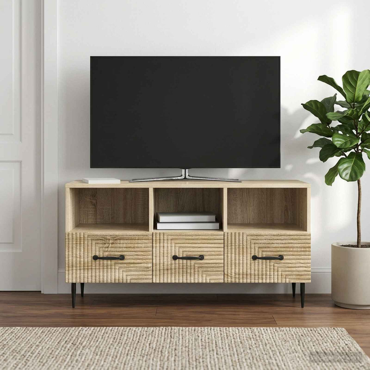 TV-skab med skuffe Sonoma-eg 102 x 34,5 x 50 cm Konstrueret træ