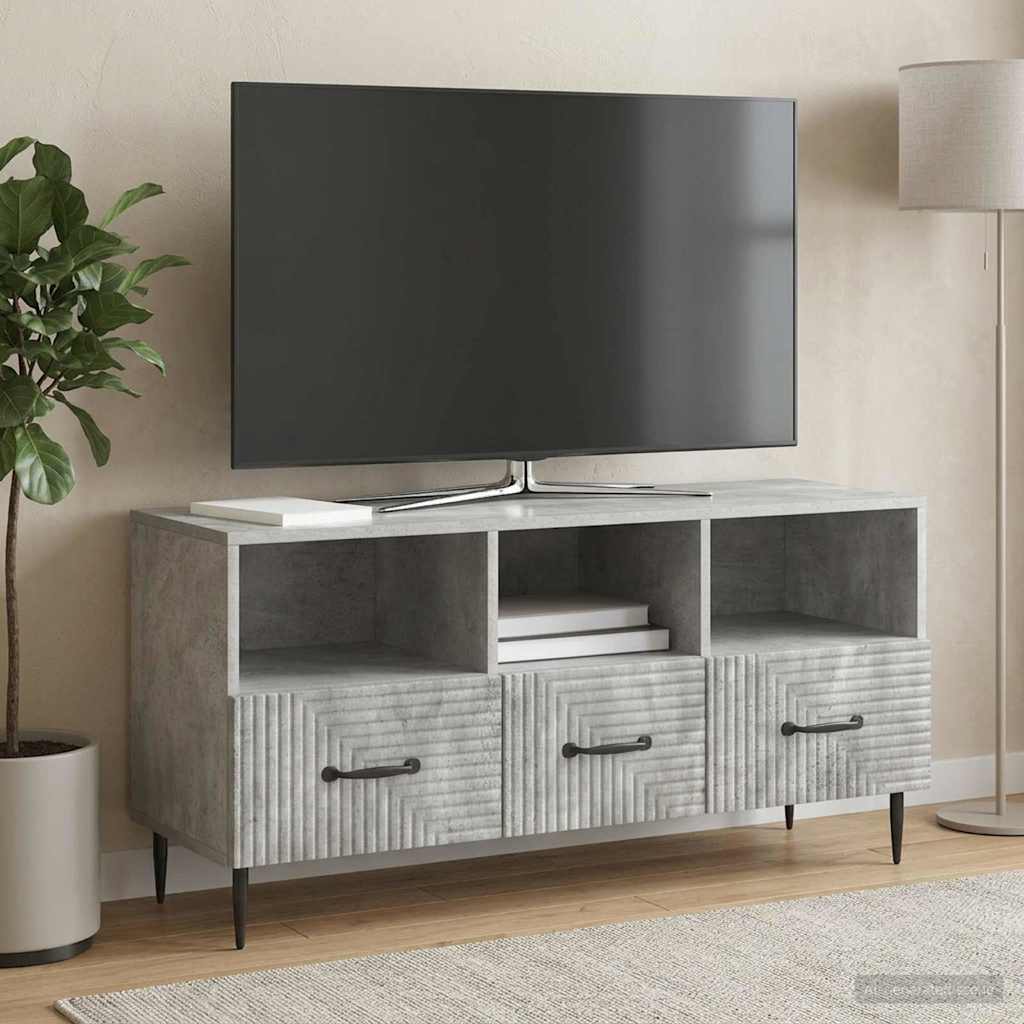 TV-skab med skuffe Betongrå 102 x 34,5 x 50 cm Konstrueret træ