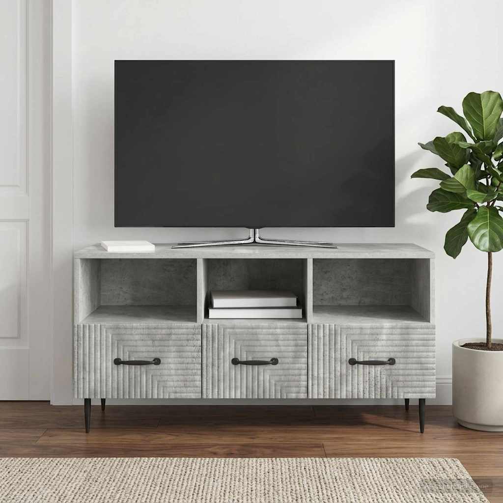 TV-skab med skuffe Betongrå 102 x 34,5 x 50 cm Konstrueret træ