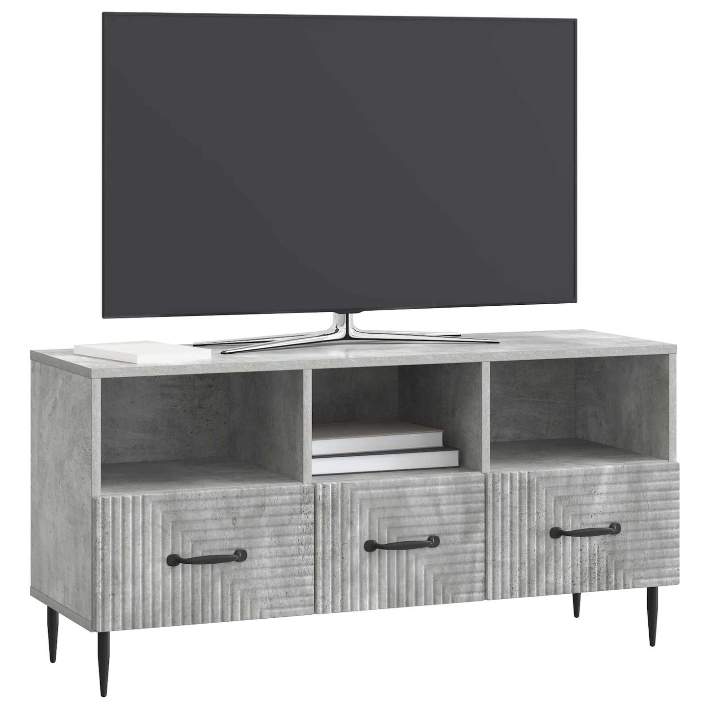 TV-skab med skuffe Betongrå 102 x 34,5 x 50 cm Konstrueret træ