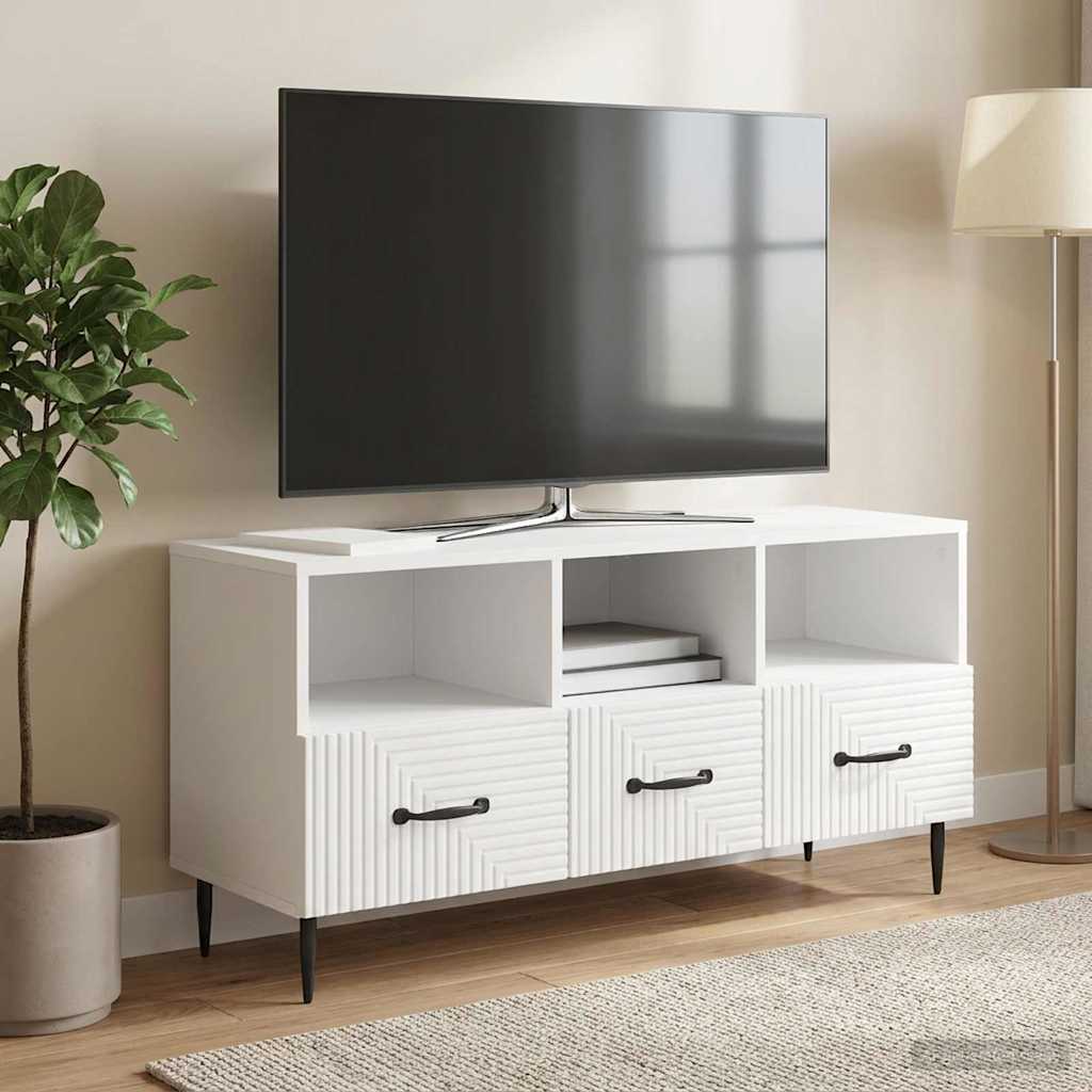 TV-skab Hvid højglans 102 x 34,5 x 50 cm Konstrueret træ