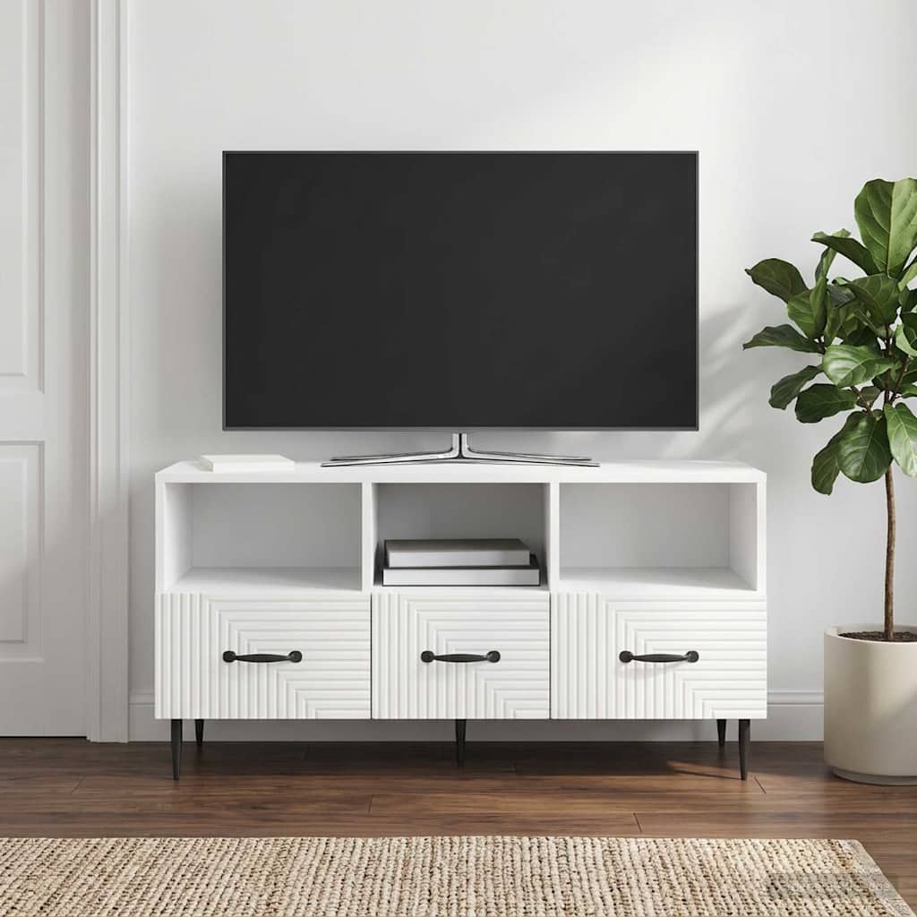 TV-skab Hvid højglans 102 x 34,5 x 50 cm Konstrueret træ