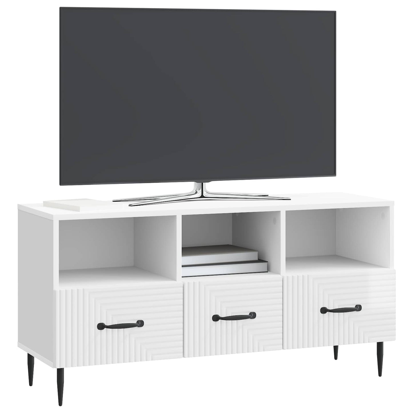 TV-skab Hvid højglans 102 x 34,5 x 50 cm Konstrueret træ