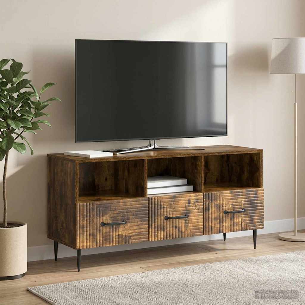 TV-skab med skuffe Røget eg 102 x 34,5 x 50 cm Konstrueret træ