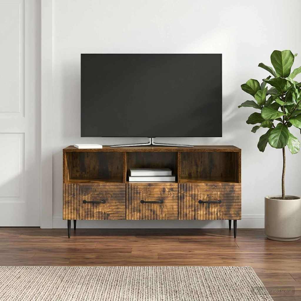 TV-skab med skuffe Røget eg 102 x 34,5 x 50 cm Konstrueret træ