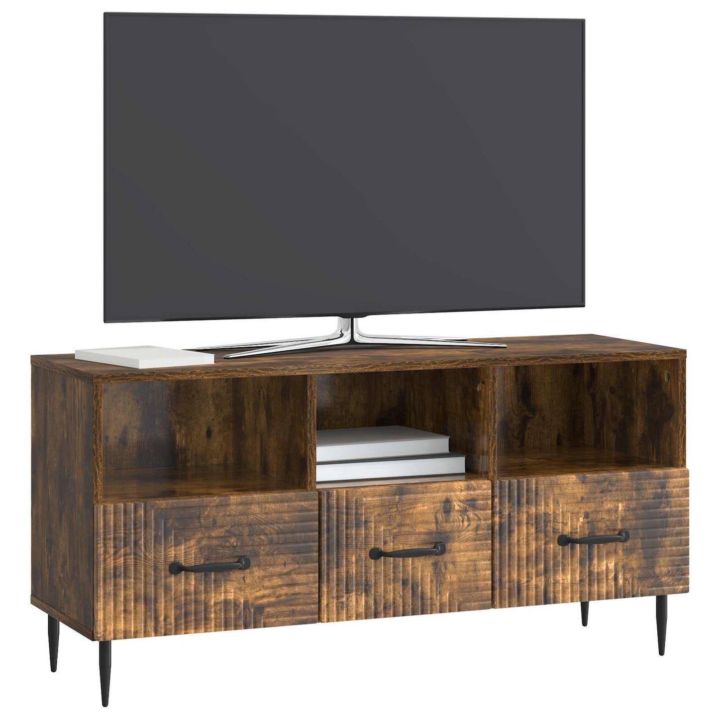 TV-skab med skuffe Røget eg 102 x 34,5 x 50 cm Konstrueret træ