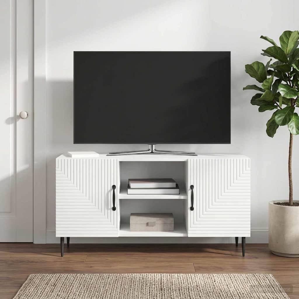 TV-skab Hvid 102 x 34,5 x 50 cm Konstrueret træ