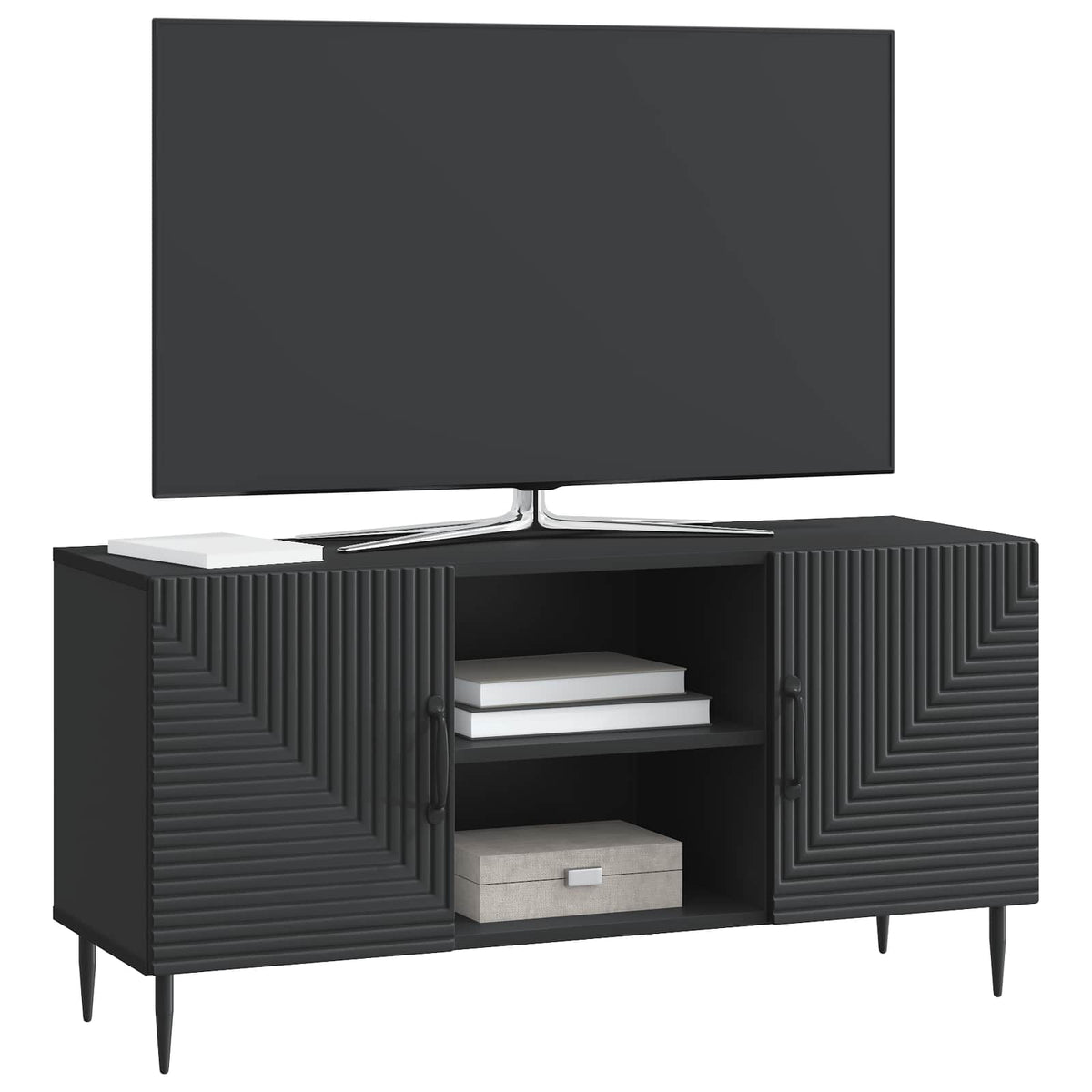 TV-skab Sort 102 x 34,5 x 50 cm Konstrueret træ