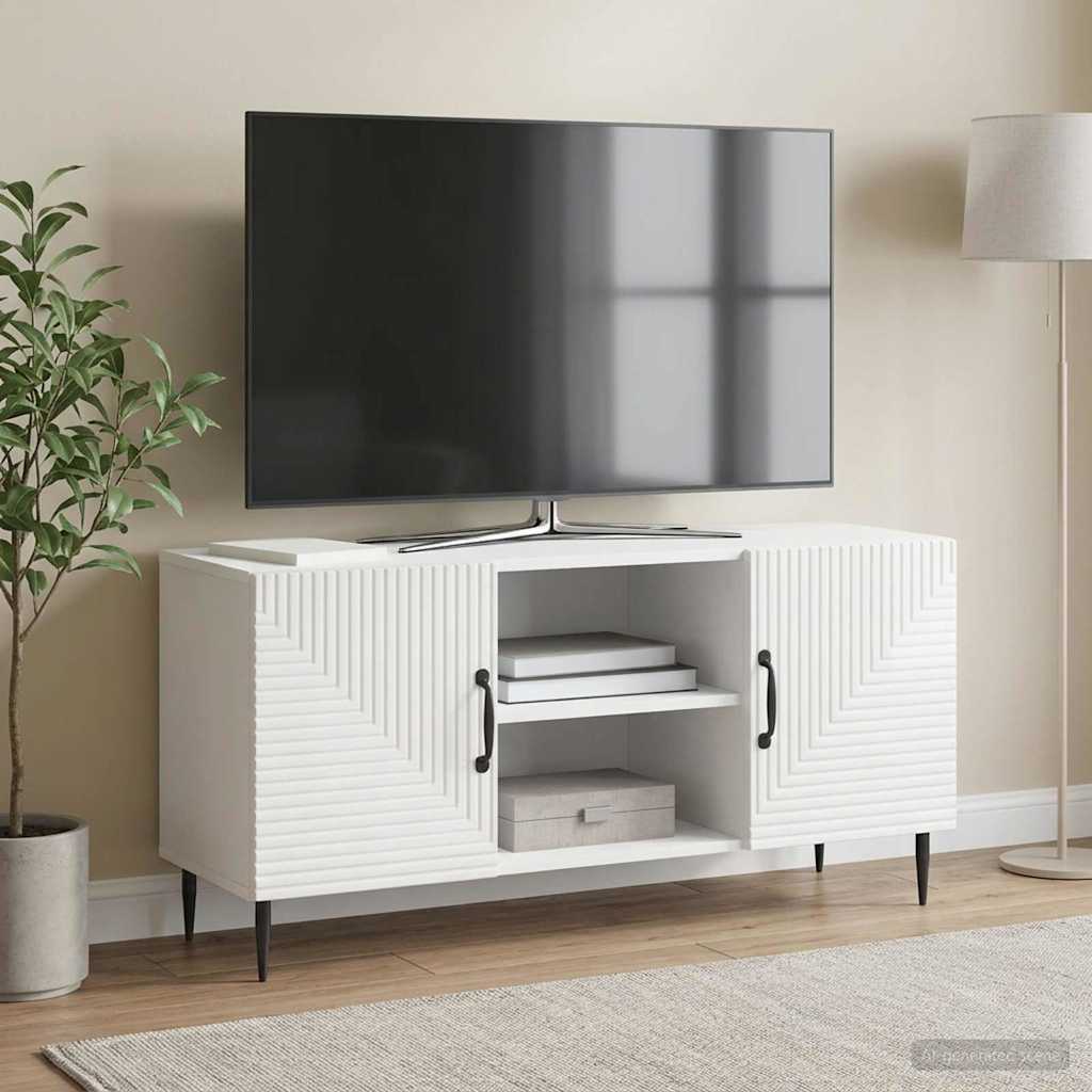 TV-skab Hvid højglans 102 x 34,5 x 50 cm Konstrueret træ