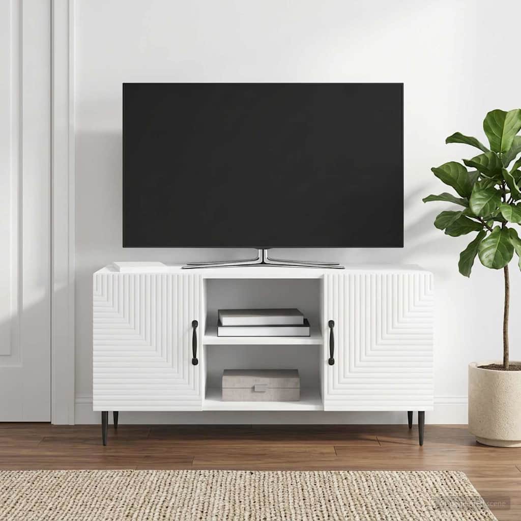 TV-skab Hvid højglans 102 x 34,5 x 50 cm Konstrueret træ