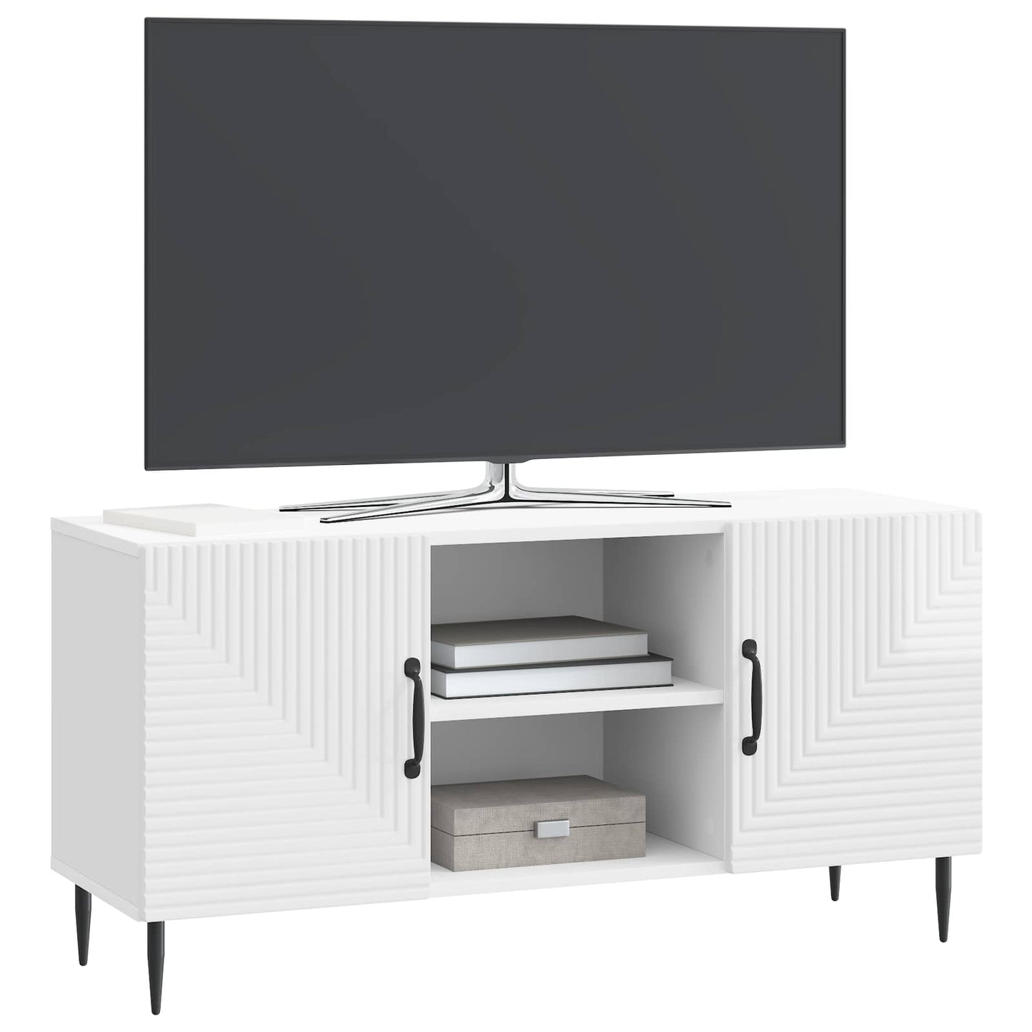 TV-skab Hvid højglans 102 x 34,5 x 50 cm Konstrueret træ